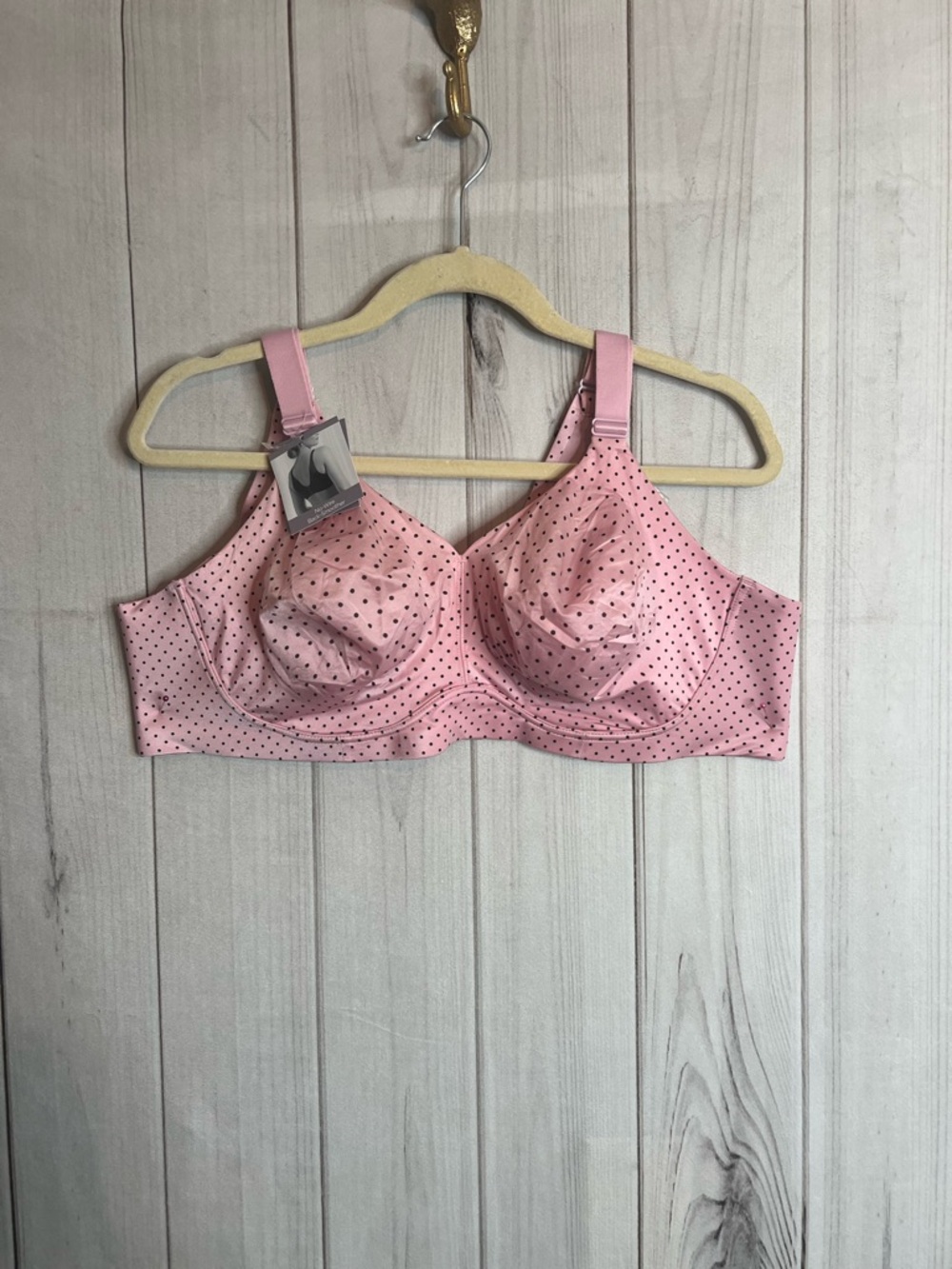 Catherines Pink with Black Polka Dot Full Coverage Bra